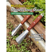 Thickened Stainless Steel Garden Trowel Heavy Duty Shovel Spade for Planting Transplanting Digging Weeding Outdoor Tool