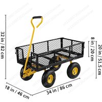 Yellow Garden Cart Folding Utility Wagon with Heavy Duty Garden Cart 500 pounds 900 pounds 1200 pounds capacity