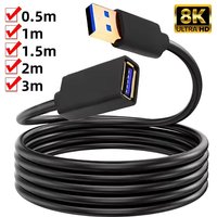 Przedłużacz USB 3.0 2.0 Szybki Przewód Transferu Danych 0.5/1/1.5/2/3M do Smart TV XBox One SSD PC Laptop