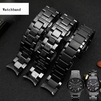 Hhigh quality for AR1451 AR1452 AR1400 AR1410 watchband with stainless steel butterfly clasp 22mm 24mm ceramics watch straps
