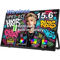 UPERFECT 15.6"Wireless 8000mAh Battery Portable Monitor 1080P IPS USB-C/HDMI Second Screen Support AirPlay Miracast For Laptop