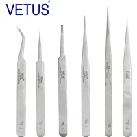 1pcs VETUS TS series Stainless Steel Industrial Anti-static Tweezers Watchmaker Repair Tools With Security Label