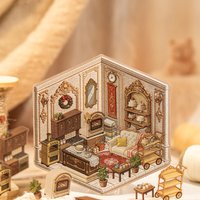 Kawaii Vintage Cottage 3D Fantasy Cabin Landscape Sticker book DIY Pocket Cabin Scene festival gift