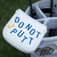 Premium Embroidered White Faux PU Golf Putter Cover with Magic Tape Closure - Durable Club Protector, Ideal Gift for Men & Women