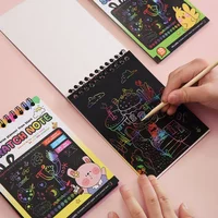 Scratch Art Coloring Book Rainbow Scratch Notes Magic Painting Paper with Stick Pen for Kids Craft Drawing Toys Children Gifts