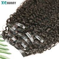 Curly Clip In Hair Extensions Human Hair Seamless PU Clip Ins Human Hair Extensions Double Drawn Skin Weft Clip In For Women