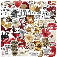 10/30/50pcs Gold Red Aesthetic Art Stickers Vintage Ins Style Y2k Girl Sticker Guitar Water Bottle Phone Graffiti Decals Packing
