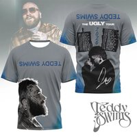 2026 Women's Teddy Swims "The Ugly Tour" 2026 Concert Full Print Short Sleeve T-Shirt Casual Streetwear Music Fans Tee