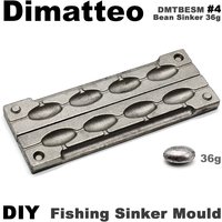 Dimatteo DIY Fishing Bean Sinker Mould DMTBESM/#4 Bean Sinker 36g 4 Cavities