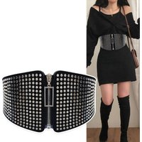 Punk Rivet Incrustation Large Élastique Corset Ceinture Femme Taille Goth Plus La Taille Stretch Cummerbunds Grand Designer Ceintures Pour Femmes Ceinture
