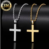 Popular Creative Minimalist Temperament Stainless Steel Cross Pendant Necklace, Retro High-End Necklace Additions for Men And Wo