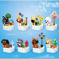 Pet Dog Series Potted Poodle Cute Dog Chihuahua Decoration Shepherd Dog Block Flower Puzzle Toy, Giftuzzle Toy, Gift for Friends