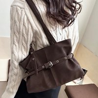 Solid-color Versatile Tote Bag for Women High-quality Large Capacity Shoulder Bag Buckle-designed Bucket Commuter Bag