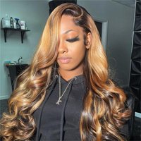 Transparent Lace Frontal Wigs High Quality Brazilian Colored Human Hair Wig Cosplay 13x4 1B Gold Brown Body Wave Pre Plucked