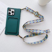 Ethnic Strap Case For iPhone 17 16 15 14 13 12 11 Pro Max Plus Air 16E 17E Wallet Card Crossbody Lanyard Neck Silicone Cover