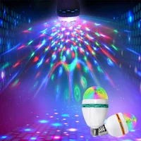 85-265V 3W Auto Rotate E27 RGB Colourful Crystal Light Bulb Stage Light Party Birthday Celebration Anniversary Indoor Decoration
