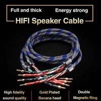 2 to 4 Banana Speaker Cable Hifi Audio Cable High End Audio Amplifier One Pair Copper Jack Ofc Speaker Cable Banana Plug Cable