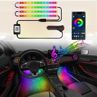 LED Car Interior Ambient Foot Light with USB Wireless Remote Music App Control Auto RGB Atmosphere Decorative Lamps