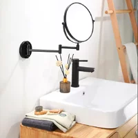 Wall Mounted Makeup Mirror Bathroom 3X Magnifying Vanity Double-Sided Cosmetic Extendable Arm Shaving Mirror No Drilling