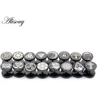 2 Pieces Fashion Moon Flower Cross Star Totem Stainless Steel Unisex Men Women Barbell Ear Stud Earrings Tragus Helix Jewelry