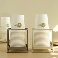 Metal Cup Storage Shelf Grey/White Large Capacity Cup Holder Dispenser Single Double Layer Hollow Out Design