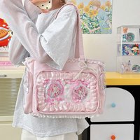 Japanese Sweet Lolita Girl Ita Bag DIY Badge Shoulder Bag Large Capacity Transparent Handbags Casual Fashion College Tote Bag