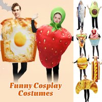 Funny Food Costume Adult Unisex Bread Baguette Hamburg Strawberry Cake Jumpsuit Halloween Carnival Party Fancy Dress Performance