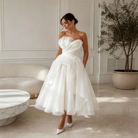Midi Simple Wedding Dress 2026 Organza A Line Bridal Gown Corset Back Short Reception Dress Civil Vestido Noiva Midi Customized