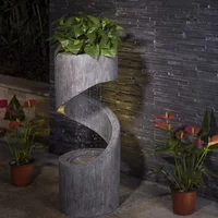 For Outdoor Fountains Water LED Light, Curved Waterfall Stone Planter, Water Garden Waterfall, 31.3”HFountains