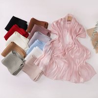 High Qulaity Solid Color Silk Scarf Chiffon Shining Chiffon Hijab Veil Long Soft Ramadan Long Scarf Outdoor
