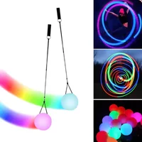 Colorful LED Belly Dance Ball 2-Pack Luminous POI Stage Performance Light Fitness Equipment Halloween Christmas Party Supplies