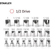 Stanley 1-piece standard 1/2 inch socket wrench 1/4 5/16 3/8 7/16 1/2 5/8 to 3/4 25/32 31/32 1-1/4 sockets mechanics tools 6PT
