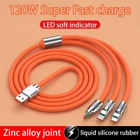 120W Super Fast Charger 3 in 1 USB C Cable Multi Port Charging Adapter for IPhone Android Huawei Phone Tablet Laptop
