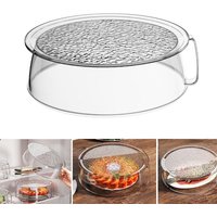 Transparent Microwave Splatter Cover for Food,Clear Microwave Splash Guard Cooker lid with Handle,Dish bowl Plate Serving Cover