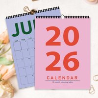1pc 2026 Wall Calendar,Abstract Geometric Design,Morandi Color ,12 Months Planner,Perfect Gift Birthday,Christmas & New Year