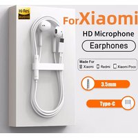 Original Headphones For TypeC Redmi Note K50 Xiaomi 15 14 13 12 11 10 Pro Samsung Huawei Wired Earphone 3.5mm AUX In-Ear Earbuds