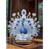 Acrylic White Crystal Dragon Statue 2D Flat Cool Figurine Animal Series Home Office Cafe Room Studio Display Case Ornament