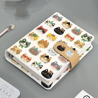 PU leather magnetic buckle A6 notebook cute cat avatar loose-leaf student notepad binder