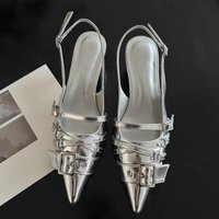 Pointed Toe High Heels Women Wear Belt Buckle Baotou Cold Slippers Half Drag Back Empty Single Shoes 2026 New