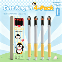 New 4pcs Cute Cartoon Penguin Spinning Gel Pen 0.5mm Black Quick Drying Ballpoint Pen Exam Pen Student Back To School Stationery