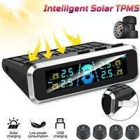 USB / Solar TPMS Car Tire Pressure Monitoring System Auto Security Alarm Systems Tyre Temperature Monitor Digital LCD Display