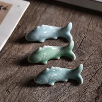 1 piece Ru Kiln Iln Carp Mini Clay Tea Pets Ceramics Fish Tea Play Decoration Ornaments Lovely Porcelain Pen holder Figurines