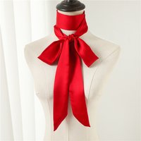 10 Color 5X190CM Women Narrow Long Scarf Solid Color Chiffon Silk Rubber Red Tie Black Bag Ribbon Headbands Choker Streamer
