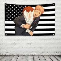 Itadori Yuji Black American Flag Outdoor Decor Flaga Barber Shop Decoration Garage Flags for Bedrooms Tapestry Advertising Hang