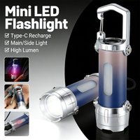 Powerful Mini Portable LED Flashlight Rechargeable Keychain Flashlight Built in Battery Waterproof Camping EDC Torch with Hook