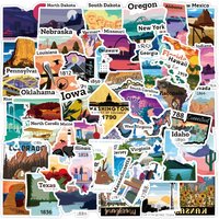 50Pcs United States Travel City Map Stickers Waterproof Graffiti Decal DIY Diary Laptop Luggage Skateboard Kids Classic Gift