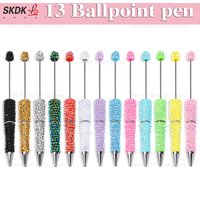 13Pcs Creative Handmade Diamond Pen - Multi-Color Rotating Refillable Ballpoint Pen with Glitter Beads