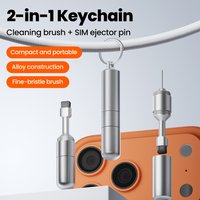 Portable 2-in-1 Keychain Cleaning Brush SIM Ejector Pin Multi-function SIM Card Eject Tool Earbuds Cleaning Brush Reset Tools