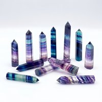 Natural Colorful Fluorite Tower Crystal Stone Quartz Point Mineral Witchcraft Healing Hexagonal Wand Home Decor Aquarium Gift