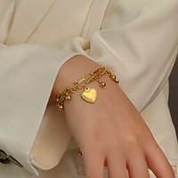 Cross border European and American peach heart super sparkling two-color bracelet, simple and elegant, versatile bracelet